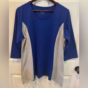 D & Co 3/4 Sleeve Blue/gray Tunic Top Shirt Women’s Size Large